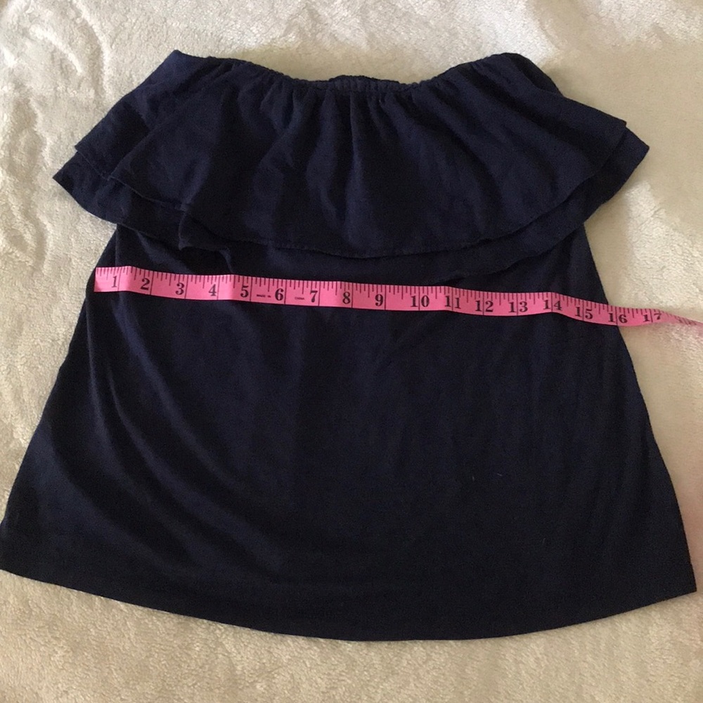 Lilly Pulitzer Rilo Navy Ruffle Tube top xs - Picture 2 of 5